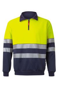 VELILLA 305703 - RS zweifarbiges Sweatshirt NAVY BLUE/HI-VIS YELLOW