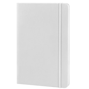 EgotierPro 30083 - A5 Notizbuch PU-Cover, elastisches Band, 96 Seiten LUXE Weiß