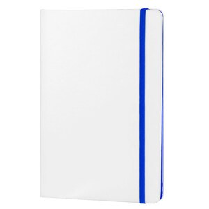 EgotierPro 37088 - Notizbuch mit weißem PU-Cover und Farbgummiband COLORE Blue