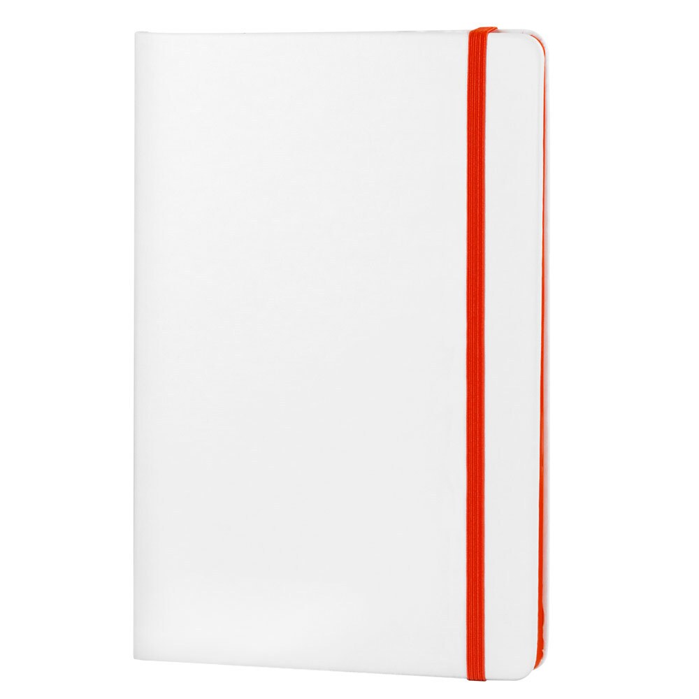 EgotierPro 37088 - Notizbuch mit weißem PU-Cover und Farbgummiband COLORE