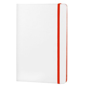 EgotierPro 37088 - Notizbuch mit weißem PU-Cover und Farbgummiband COLORE Rot