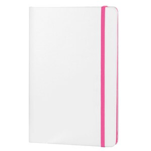 EgotierPro 37088 - Notizbuch mit weißem PU-Cover und Farbgummiband COLORE Rosa