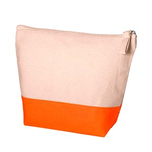 EgotierPro 38001 - Baumwoll-Canvas Kulturtasche in Naturfarbe COMBI Orange