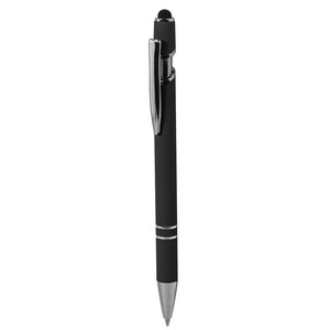 EgotierPro 37513RE - Recycling-Aluminium Stift mit Gummierung und Touch-Pointer EVEN Schwarz
