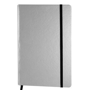 EgotierPro 38008 - A5 Notizbuch PU-Cover in Metallicfarben, 80 Blatt LUMINE Silver