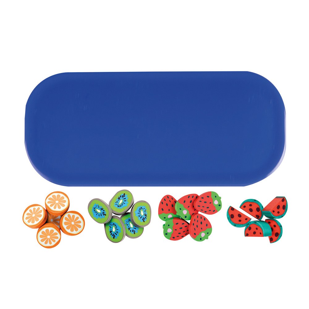 EgotierPro 38019 - Radiergummi-Set, 20 Stück, 4 Größen, Obst, Kunststoffbox FRUITS