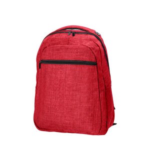 EgotierPro 38010 - Polyester Rucksack im Denim-Stil mit Laptopfach BITONE Rot