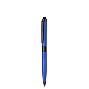 EgotierPro 38513 - Schwarzer Metallkugelschreiber mit Mobilgerät-Spitze FRAC Blue