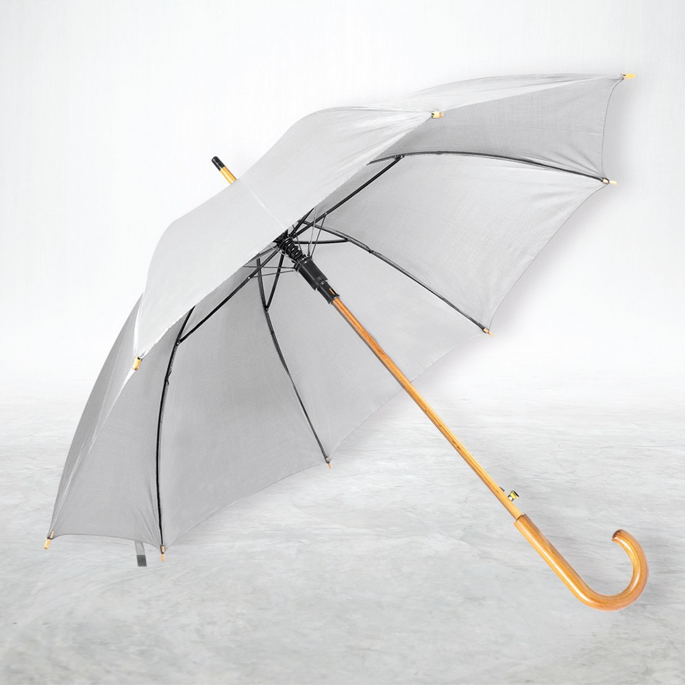 EgotierPro 39529 - Automatischer Regenschirm 190T Polyester, Holzgriff CLOUDY