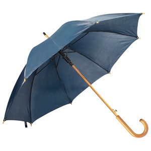 EgotierPro 39529 - Automatischer Regenschirm 190T Polyester, Holzgriff CLOUDY Marineblau