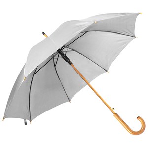EgotierPro 39529 - Automatischer Regenschirm 190T Polyester, Holzgriff CLOUDY Weiß
