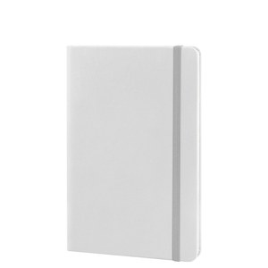 EgotierPro 39567 - A5 Notizbuch mit PU-Cover und Gummiband, 96 cremefarbene Seiten LINED Weiß