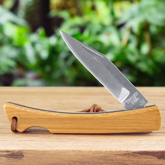 EgotierPro 52542 - Edelstahl Messer mit Bambus und Tragekordel HABA