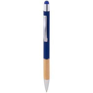 EgotierPro 53564 - Recycling-Aluminium Stift mit Bambus und Gummierung ANDIKA Marineblau