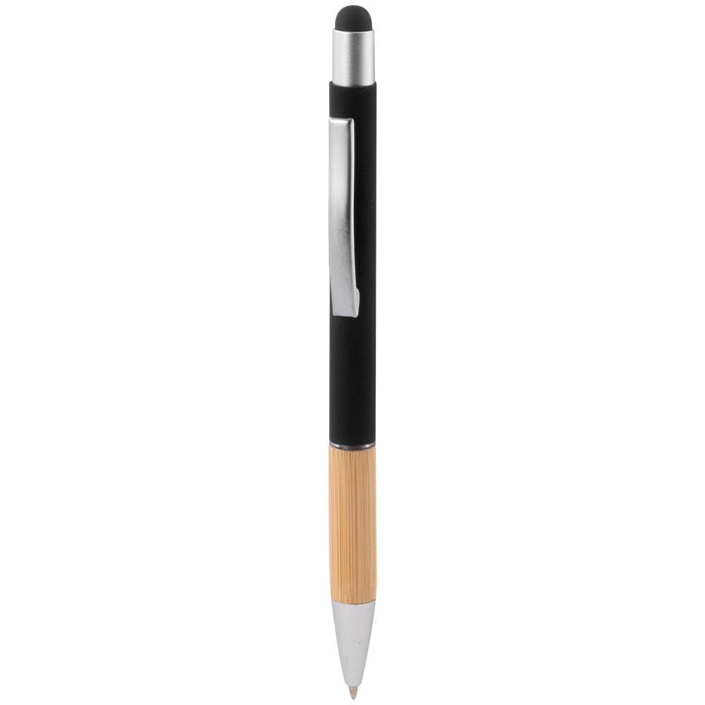 EgotierPro 53564 - Recycling-Aluminium Stift mit Bambus und Gummierung ANDIKA