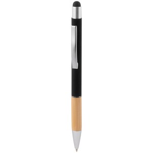 EgotierPro 53564 - Recycling-Aluminium Stift mit Bambus und Gummierung ANDIKA Schwarz