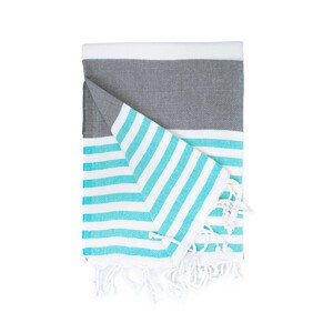 THE ONE TOWELLING OTHMA - Fouta Marine Anthracite/Turquoise