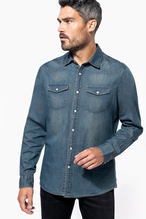 Kariban K519 - HERREN LANGARM DENIM HEMD