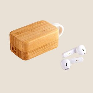 EgotierPro 50690 - Bluetooth 5.0 Kabellose Ohrhörer, Bambusbox, 10m PLAY